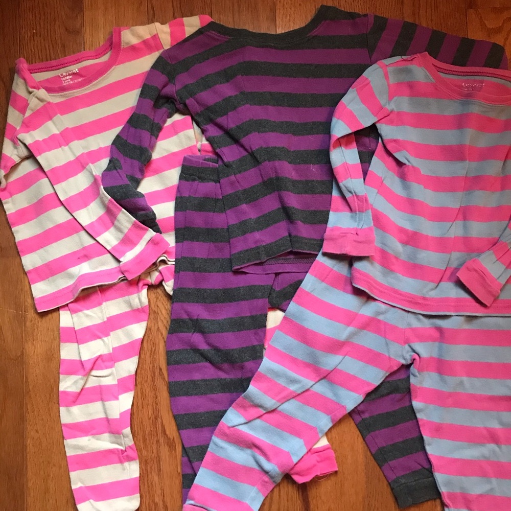Set of 3 Leveret Striped 3T Long Sleeve PJs